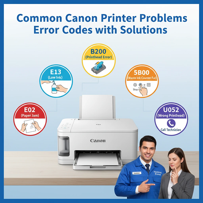 مشکلات رایج و کد خطاهای چاپگر کانن (Canon) و راه حل رفع آن‌ها