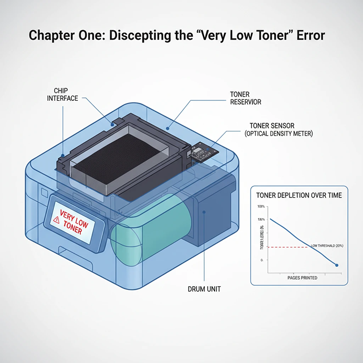 فصل اول: کالبدشکافی ارور “Very Low Toner” - چرا این پیغام را می‌بینید؟