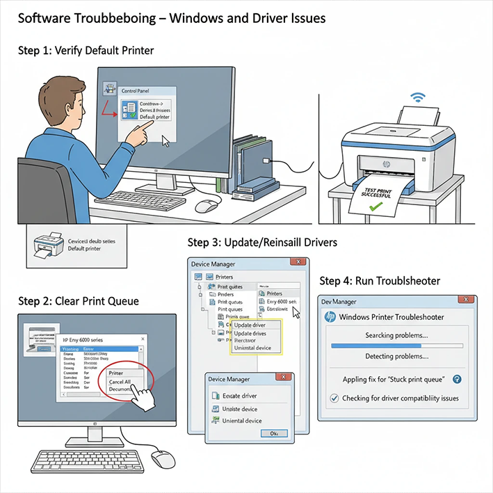 بخش دوم: عیب‌یابی نرم‌افزاری (مشکلات در ویندوز و درایور)