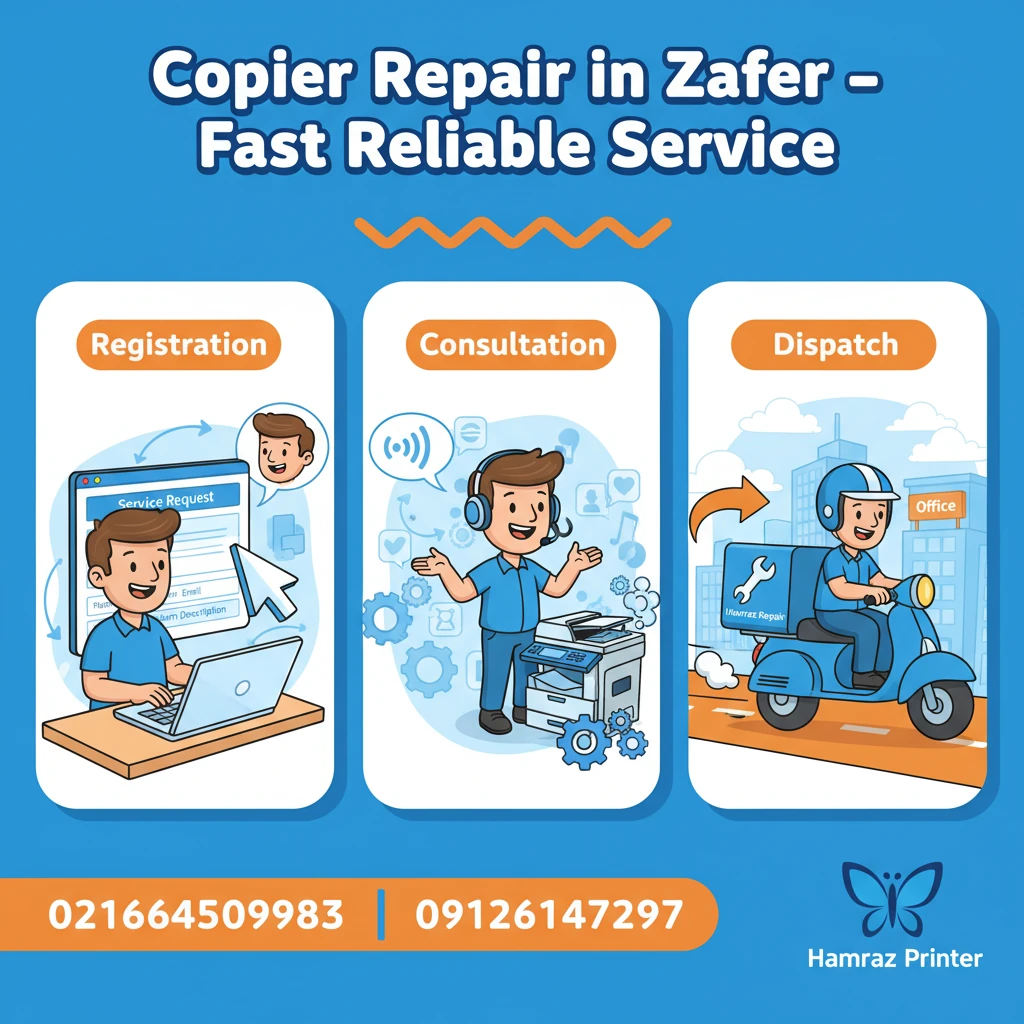 جدول تعرفه تعمیرات دستگاه کپی در ظفر - سال ۱۴۰۴