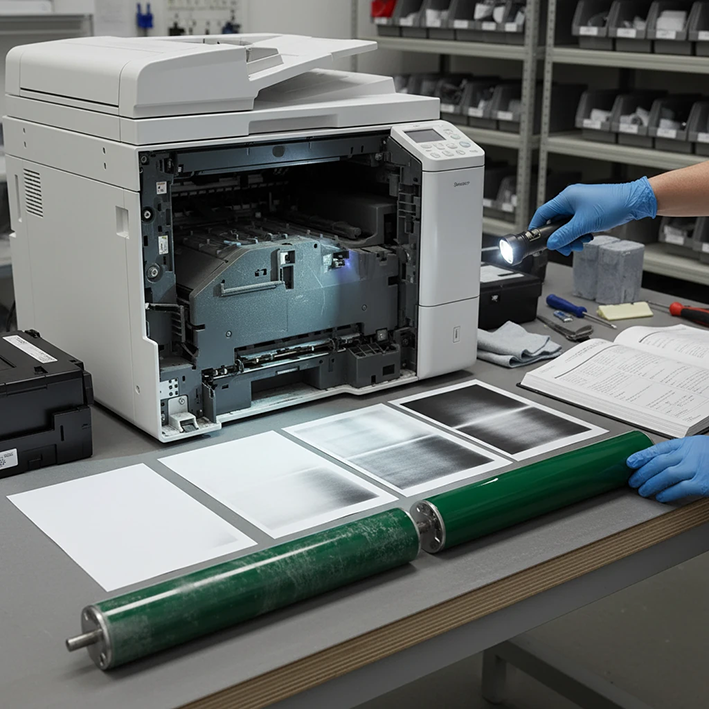 2. فرسودگی یونیت درام (OPC Drum): زوال کیفیت تصویر