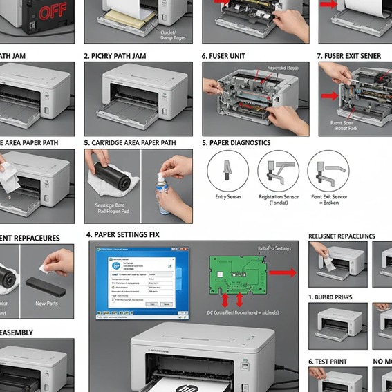گیر کردن کاغذ در چاپگر HP P1102